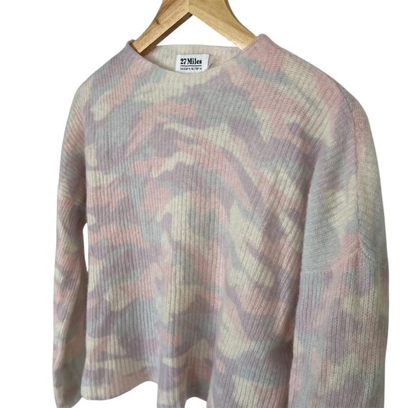 Revolve 27 Miles Malibu Vaughn 100% Cashmere Pastel Camouflage Sweater SZ Medium - Picture 2 of 11